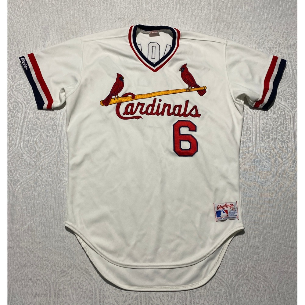 Vintage 1980s St Louis Cardinals Stan Musial Jersey #6 Rawlings V-Neck 42 USA